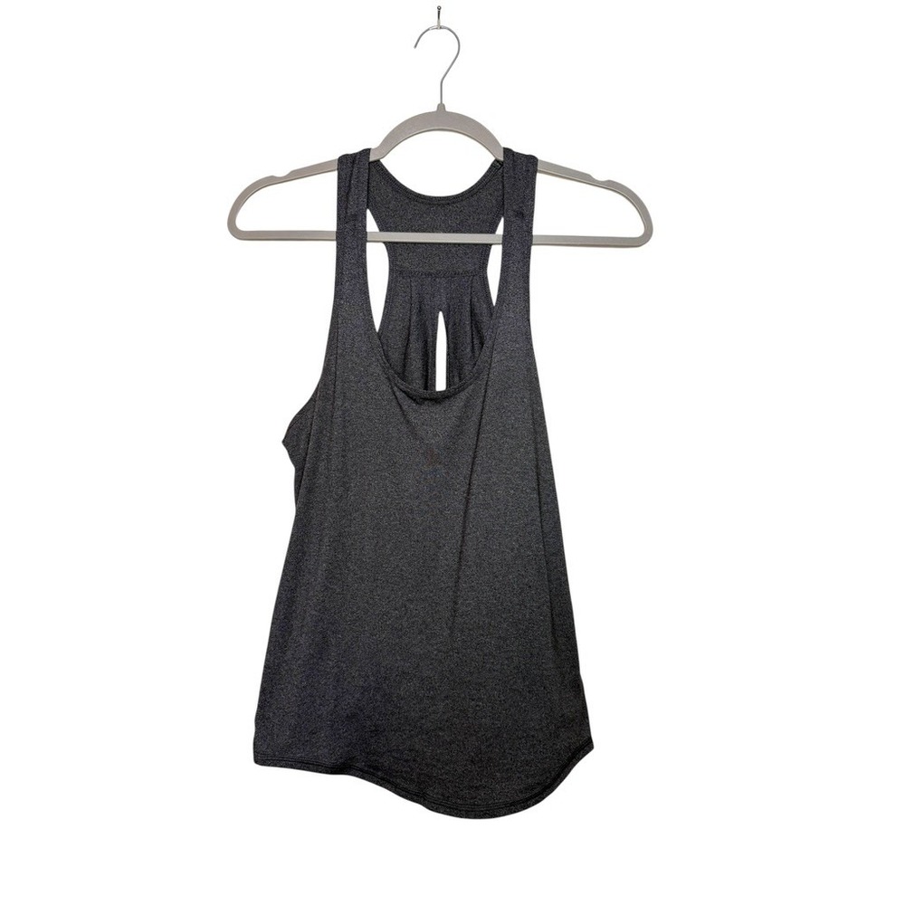 Lululemon Womens 4 Heathered Charcoal Grey Racerback Keyhole Tie Back Tank Top